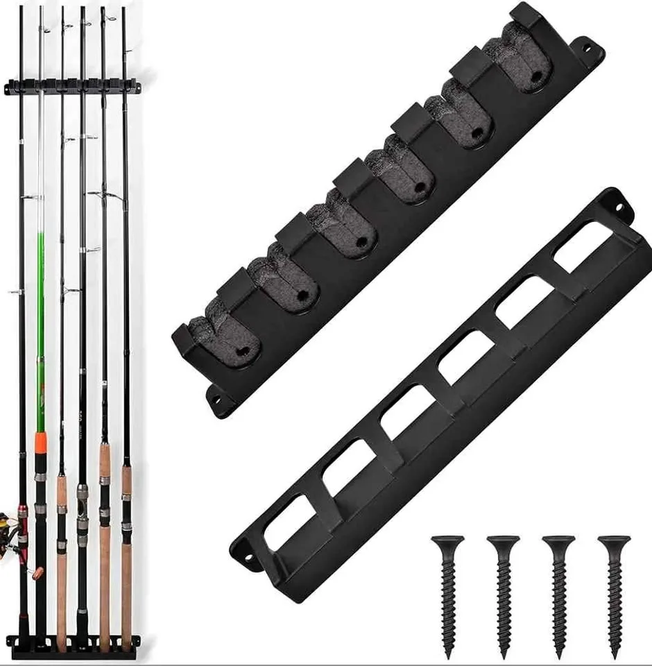 Vertical Fishing Rod Wall Rack- 6 Rods
