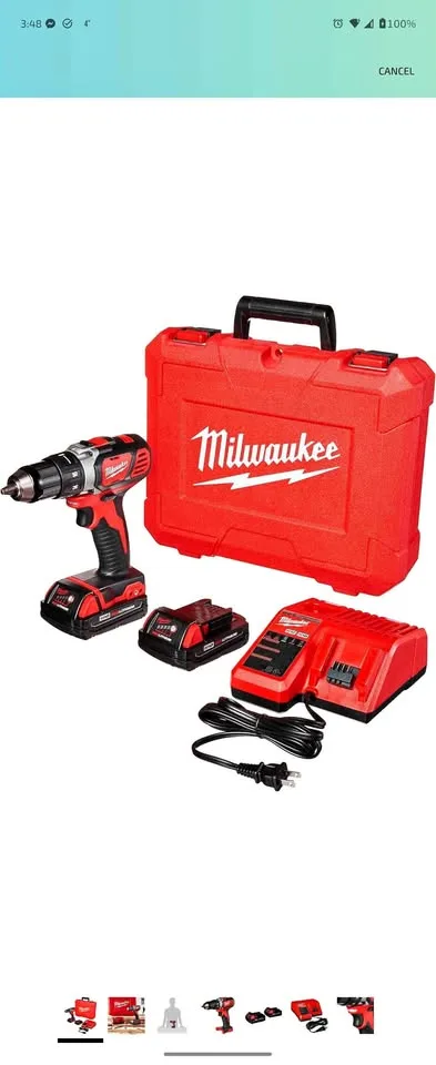 Barely Used 18V Drill wil/ 2 batteries w/storage box