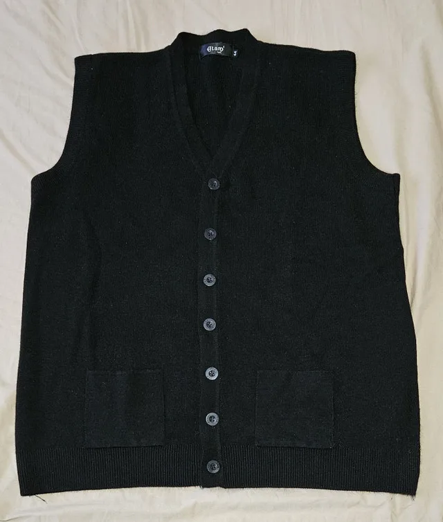Men's V-Neck Sleeveless Sweater (XL - Black) thumbnail