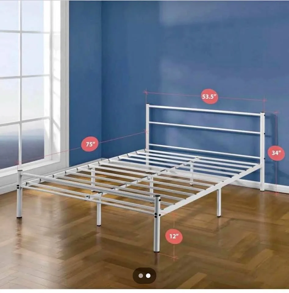 Bed frame metal white - full bed