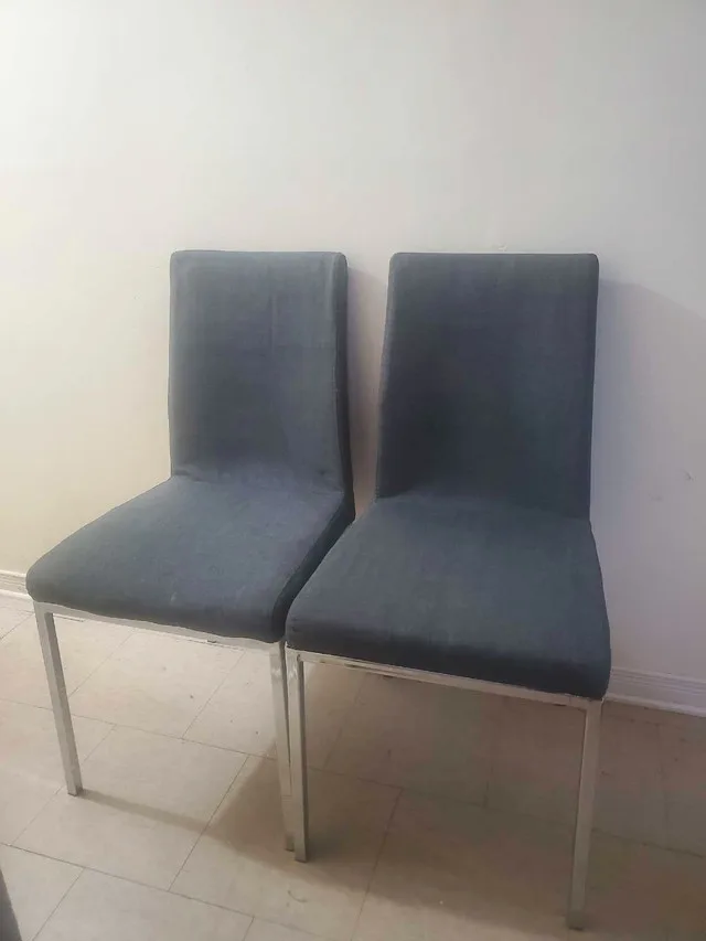 Set of four Grey upholstery and sturdy chrome legs Dining Chairs thumbnail