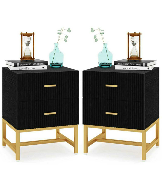 2- Drawer Nightstand, Modern Bedside End Tae with Storage
