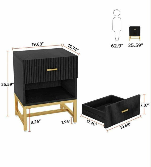 2- Drawer Nightstand, Modern Bedside End Tae with Storage - photo 4
