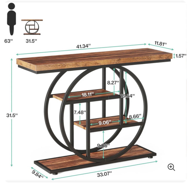 41.3" Console Table, Industrial 4-Tier - photo 2