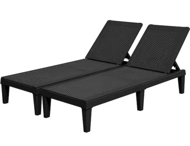 Black Resin Outdoor Chaise Lounge set of 2 - photo 3