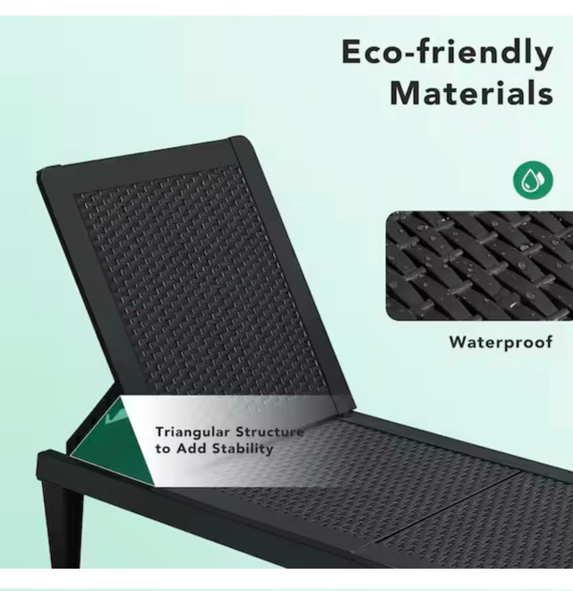 Black Resin Outdoor Chaise Lounge set of 2 - photo 5