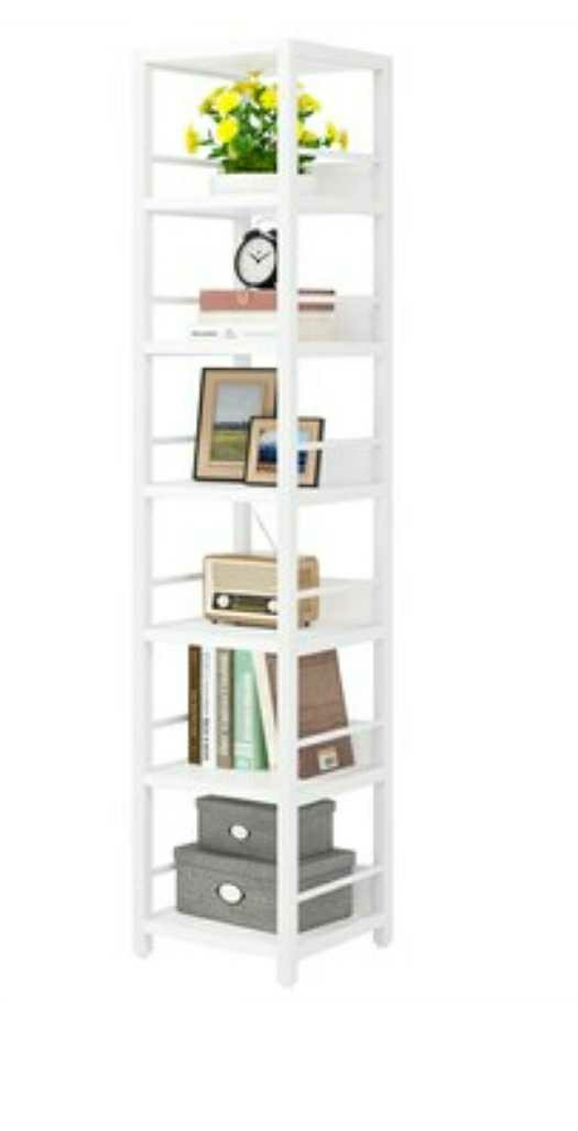 White Metal 6-Shelf Corner Bookcase - photo 2