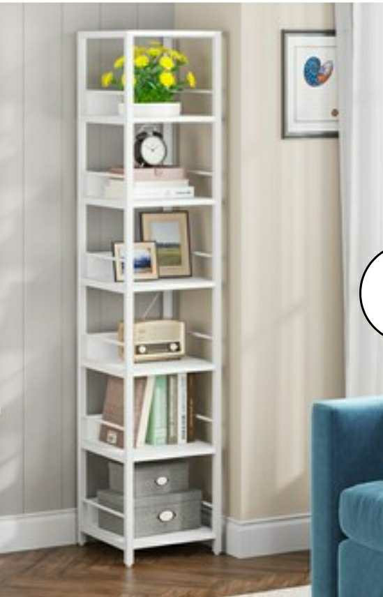 White Metal 6-Shelf Corner Bookcase - photo 3