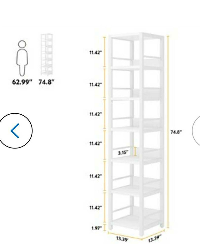White Metal 6-Shelf Corner Bookcase - photo 5