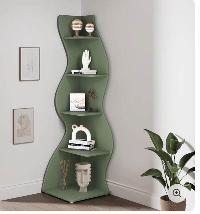 5-Tier Corner Shelf, Modern Wall Corner Bookshelf Bookcase