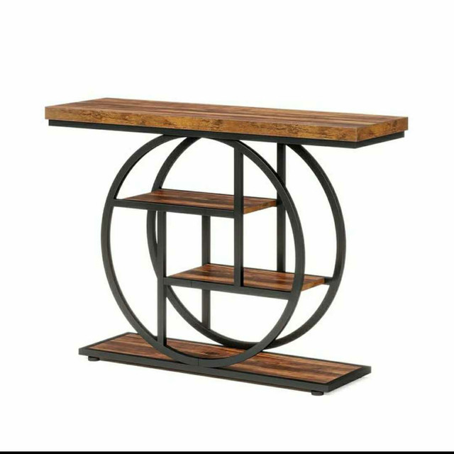 41.3" Industrial Console Table – 4-Tier with Circle Base - photo 3