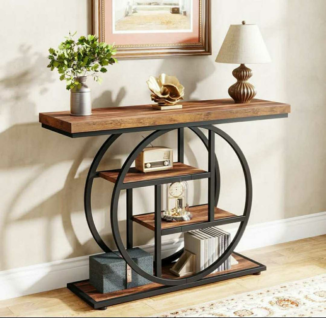 41.3" Industrial Console Table – 4-Tier with Circle Base - photo 4