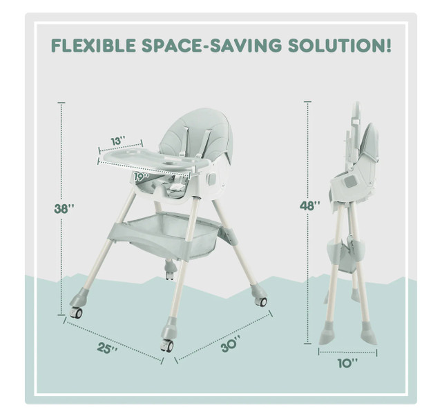4 in 1 Covertible High Chair for Babies and Toddlers GREEN - photo 3