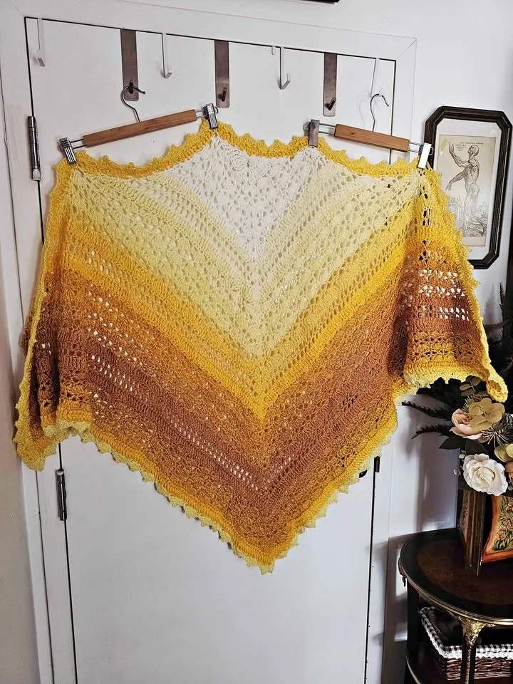 Handmade Crochet Gradient Shawl Triangle Scarf