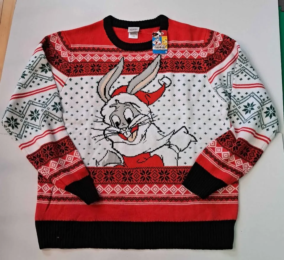 Ugly christmas sweater bugs bunny looney tunes size XL extra lag thumbnail