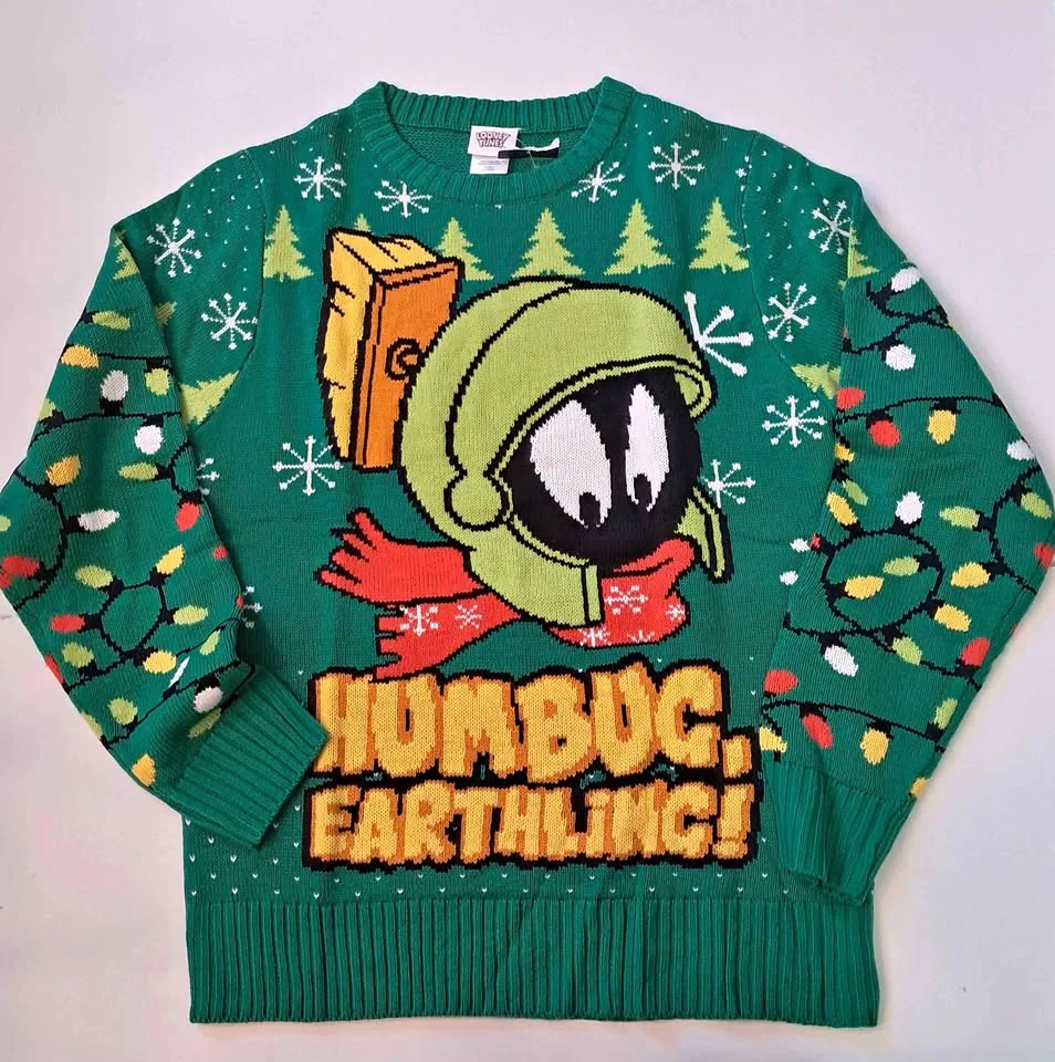 Ugly christmas sweater Looney tunes Marvin the Martian M thumbnail