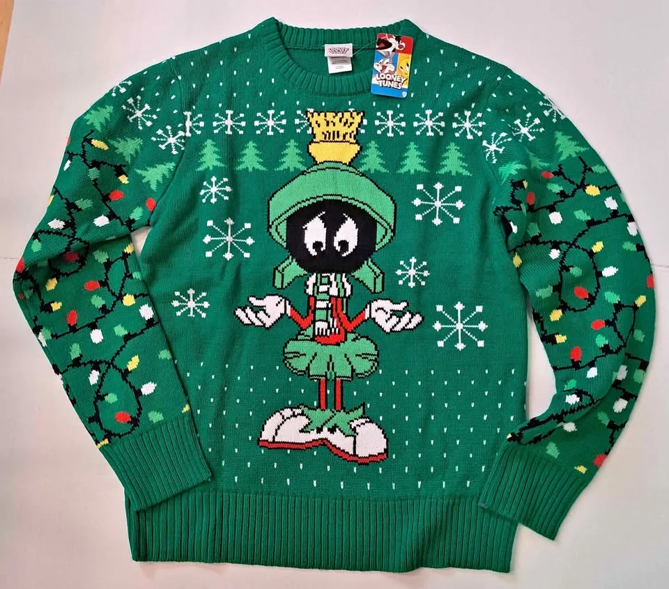 Ugly christmas sweater marvin the Martian size medium looney tun thumbnail