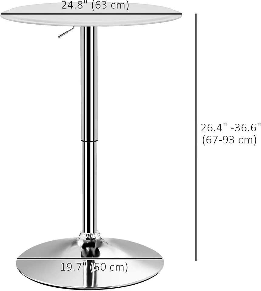HOMCOM Swivel Bar Table - Modern White Pub Table thumbnail