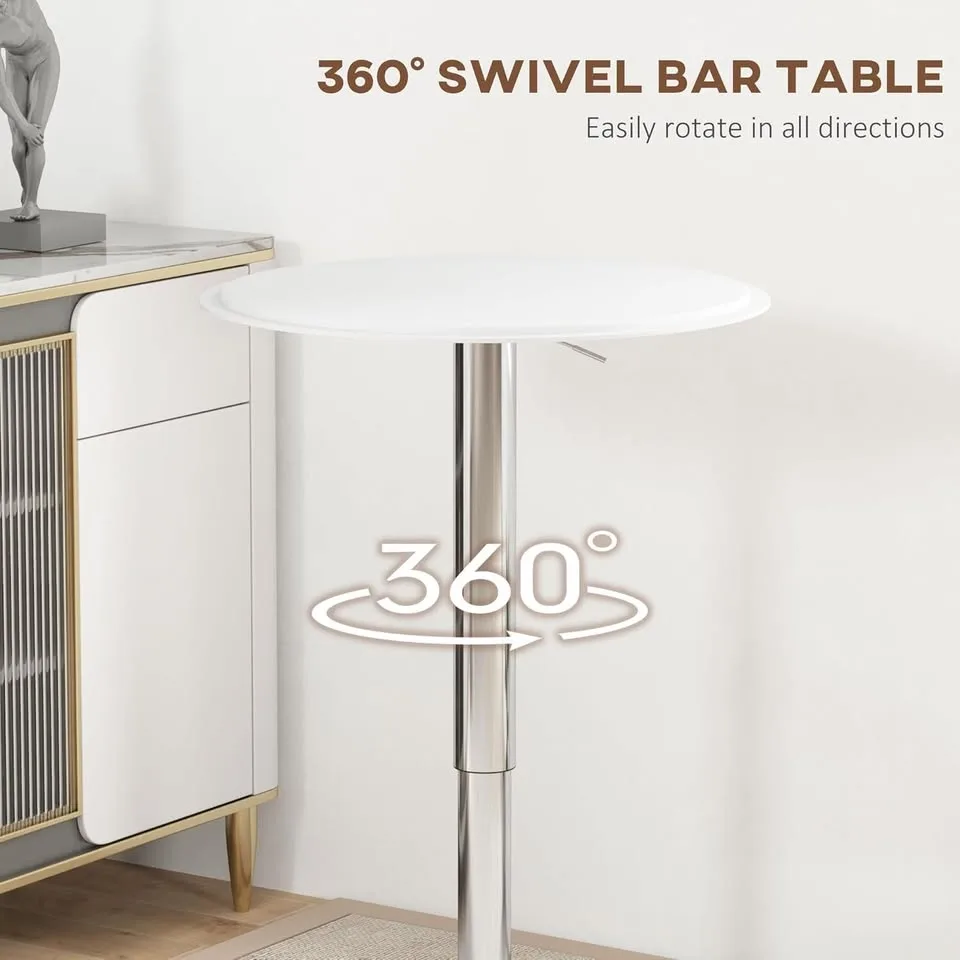 HOMCOM Swivel Bar Table - Modern White Pub Table image indicator(7)