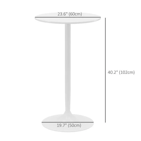 HOMCOM High Top Pub Table – Modern White Bar Table image indicator(5)