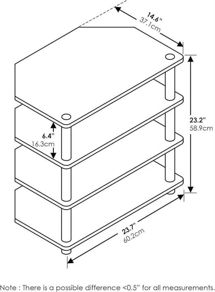 Furinno 4-Tier 23.2"H TV Desk image indicator(4)