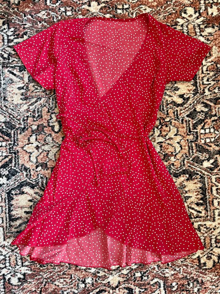 Red Polka Dot Wrap Dress