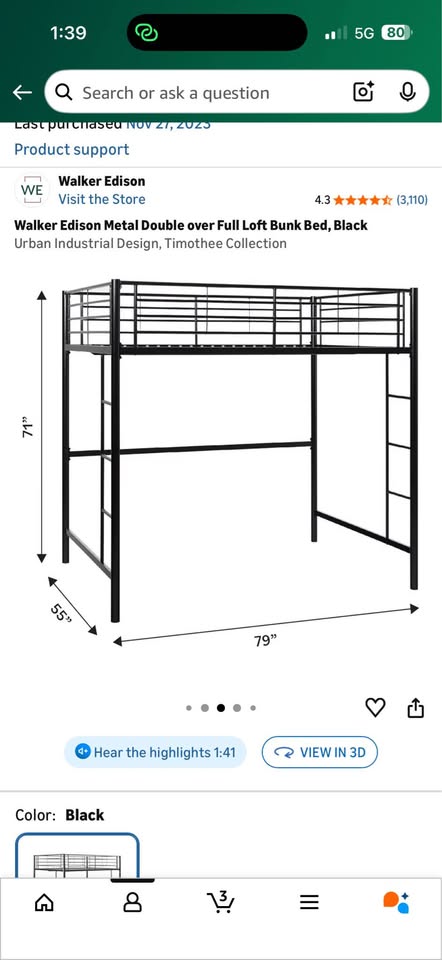 Loft bed frame- Full size - photo 5