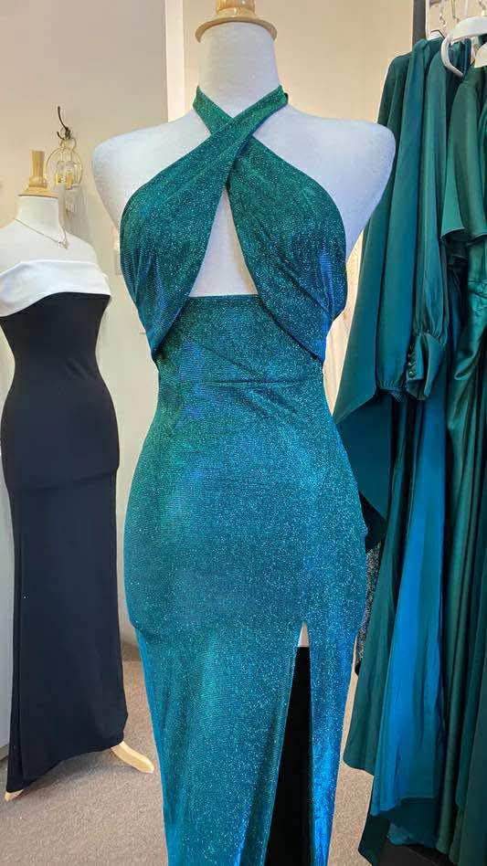 Green glitter dress