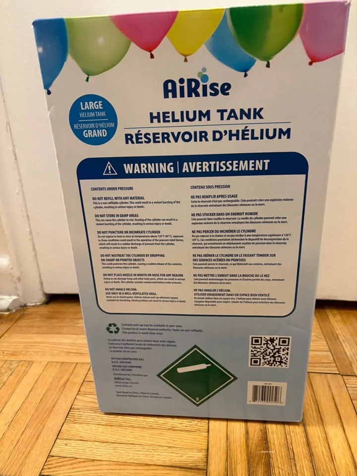 BNIB Large Helium Tank image indicator(2)