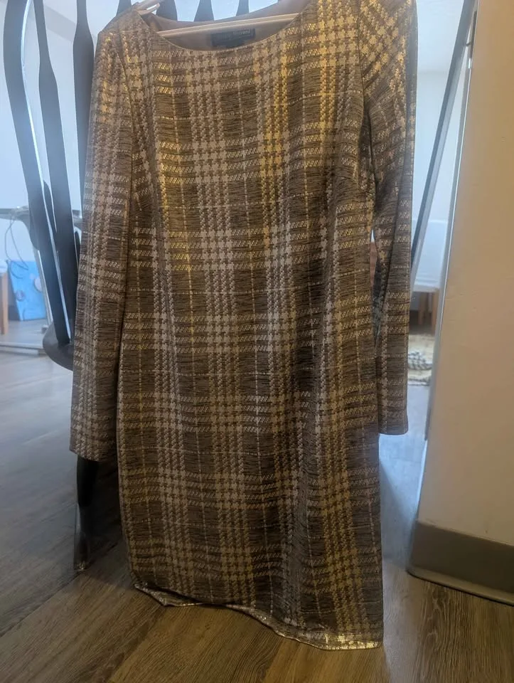 Jessica Howard Dress - Size 12, Gold Checks, Near New image indicator(2)
