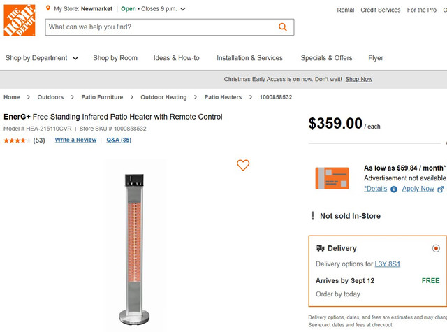 BNIB - EnerG+ Electric Outdoor / Patio Heater - photo 2