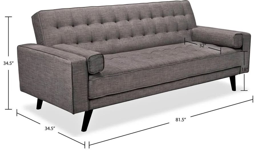 Meagan Linen-Look Fabric Futon sofa - Grey
