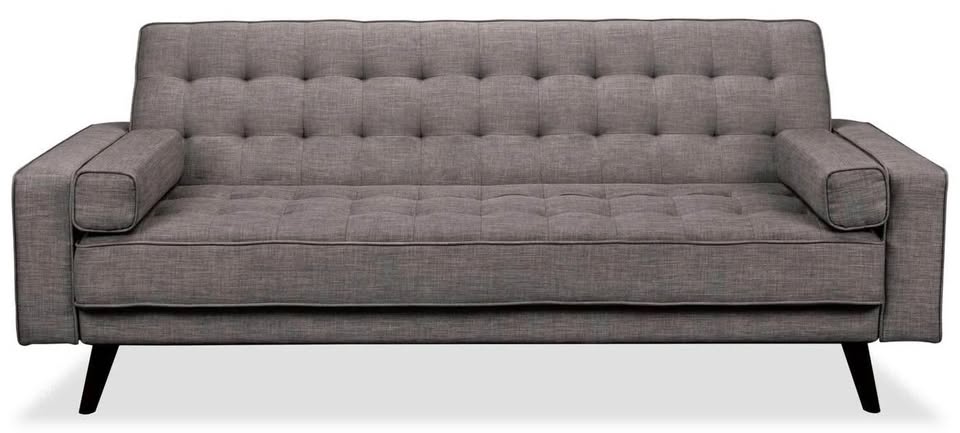 Meagan Linen-Look Fabric Futon sofa - Grey - photo 2