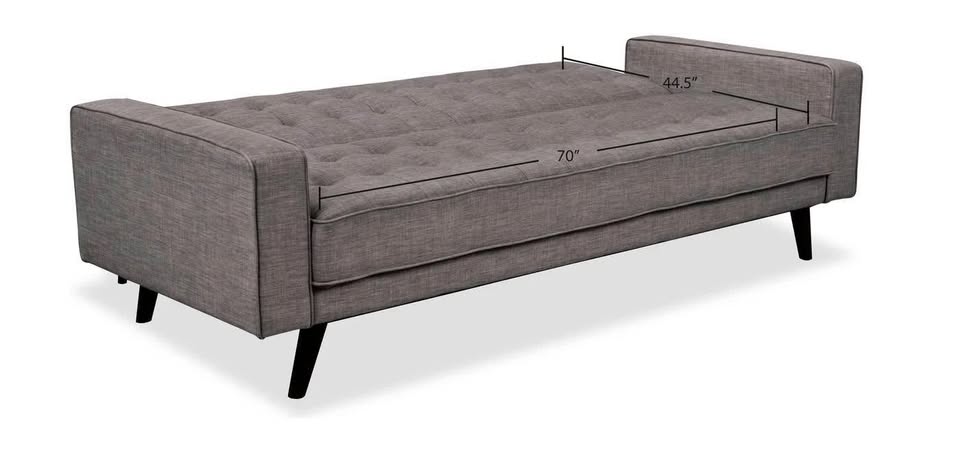 Meagan Linen-Look Fabric Futon sofa - Grey - photo 3