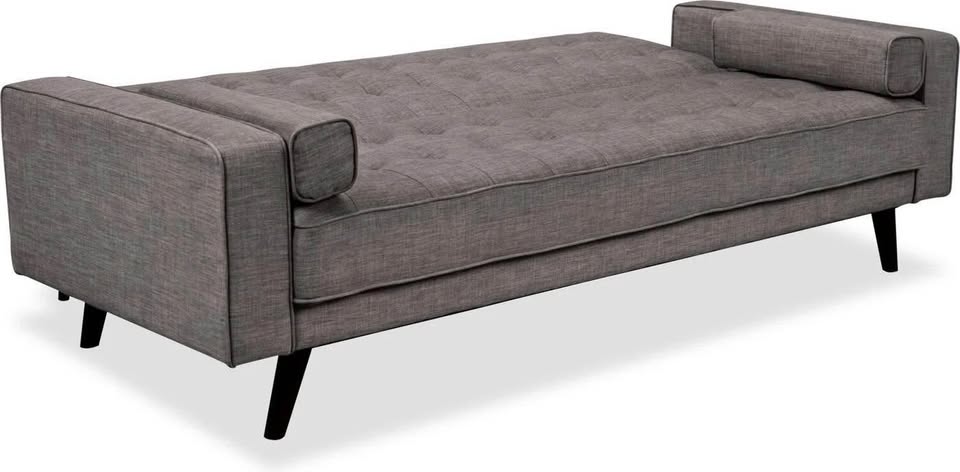 Meagan Linen-Look Fabric Futon sofa - Grey - photo 4