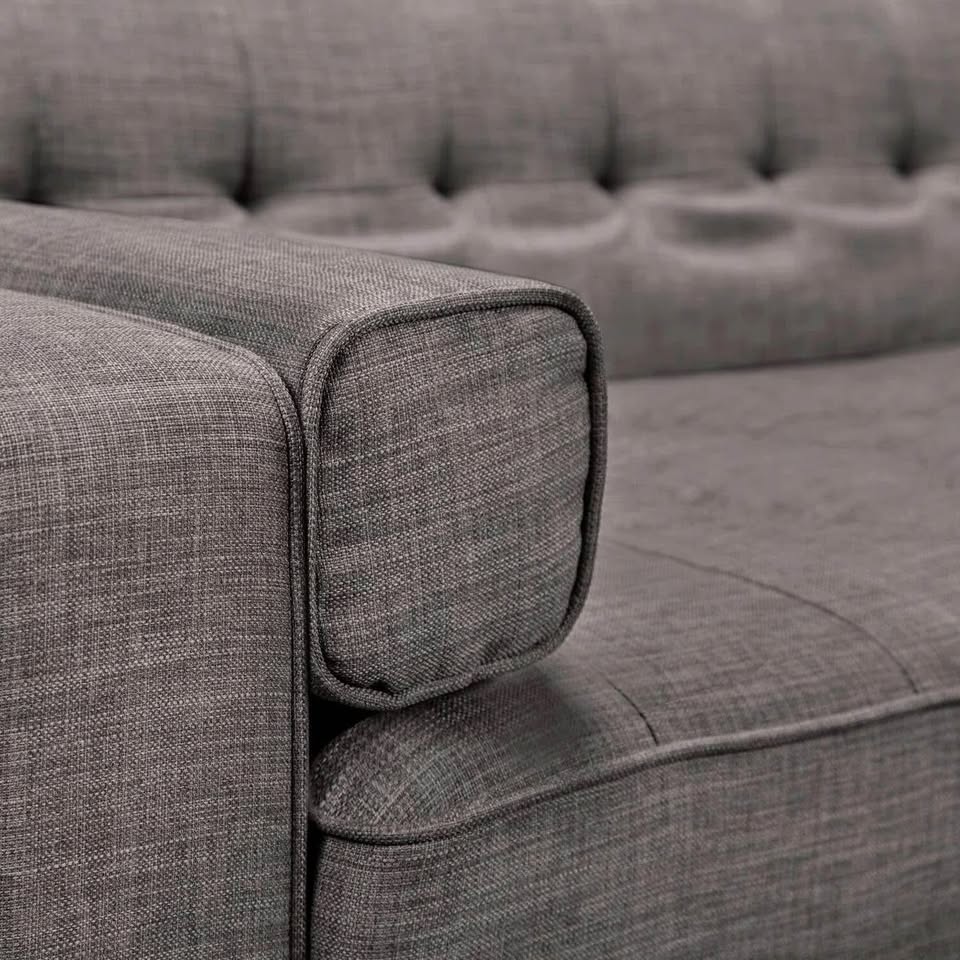 Meagan Linen-Look Fabric Futon sofa - Grey - photo 5