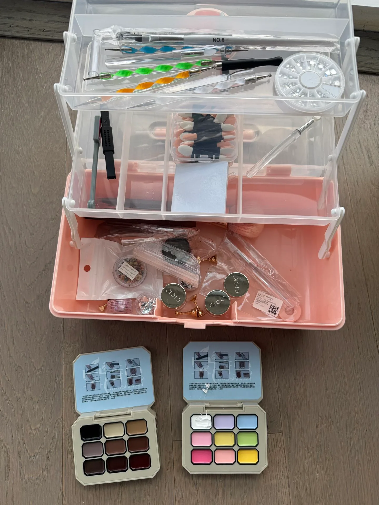 Full Nail Art Kit – Gel Color Palette, Tools, Tips, Rhinestones,