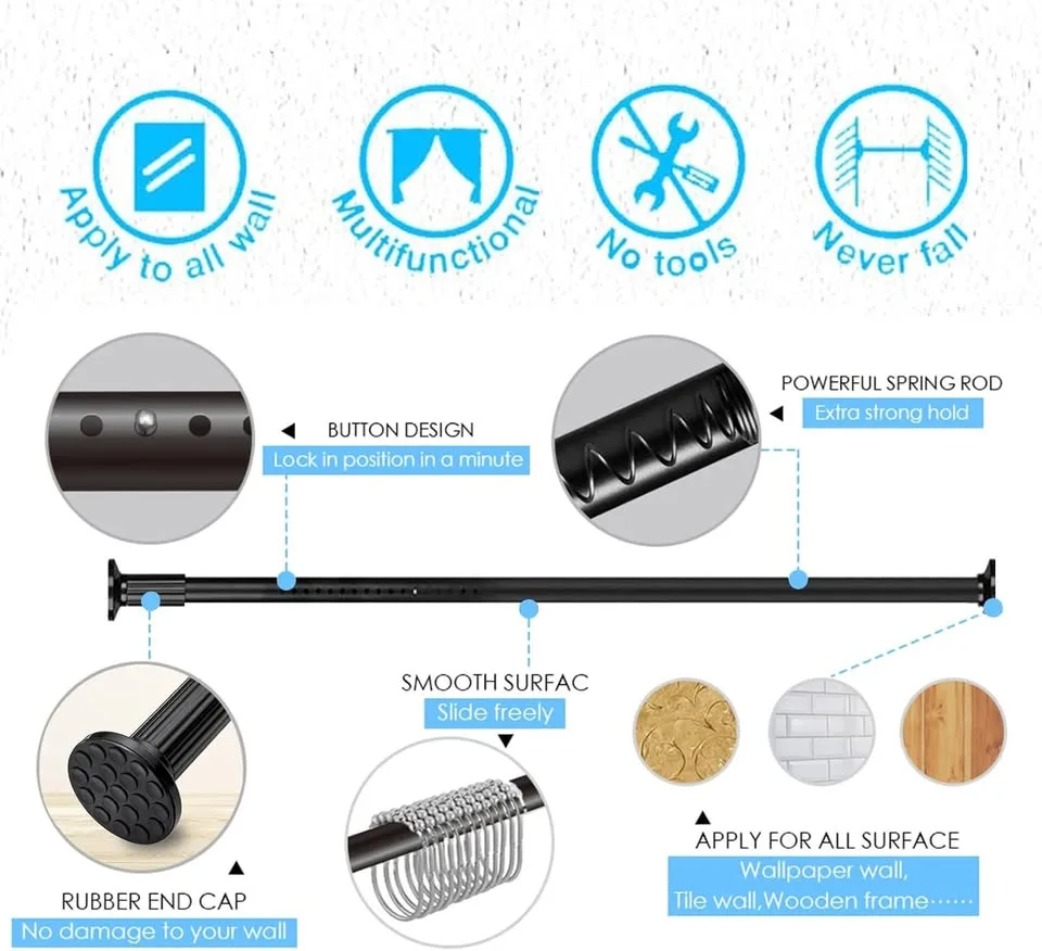 Heavy Duty Tension Curtain Rod Room Divider,126-165 Inch image indicator(2)