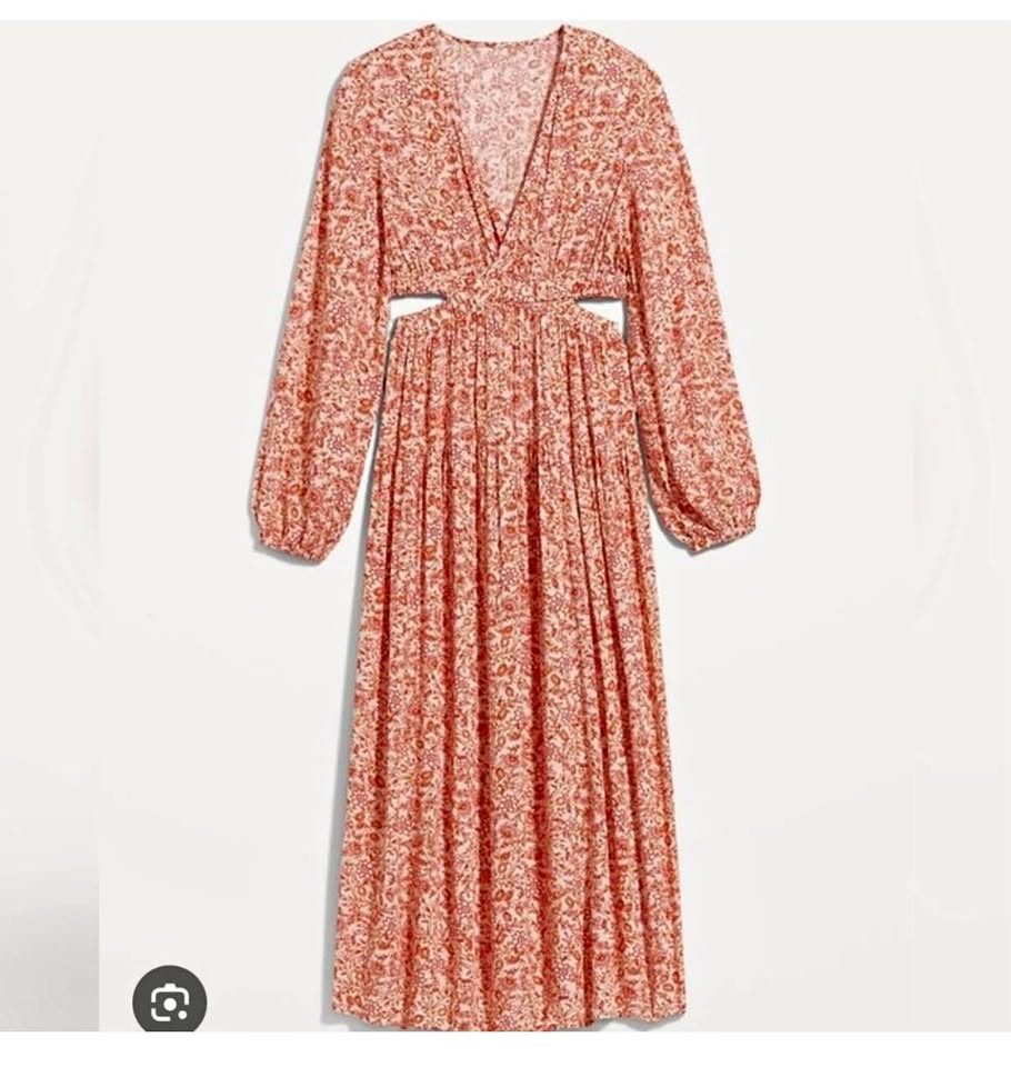 Old Navy Waist Defined Crepe Side Cutout Maxi Dress