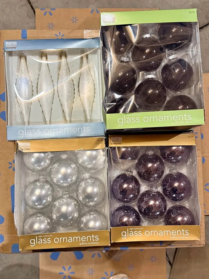Glass Christmas Ornaments, Martha Stewart, 5 boxes