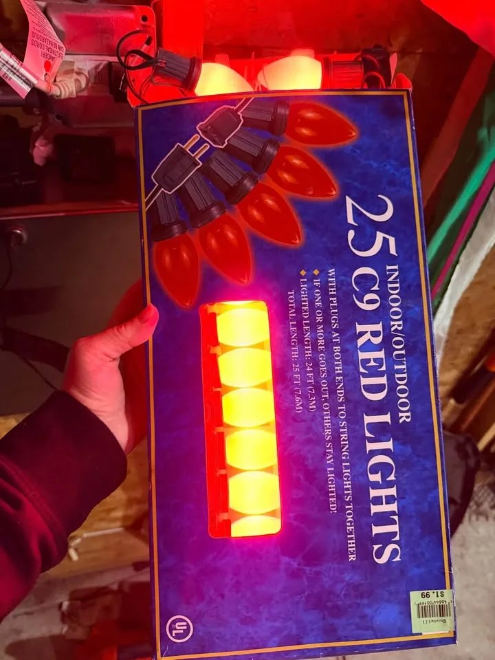Vintage New Christmas C9 Red Lights 25ft Lot of 3 image indicator(5)
