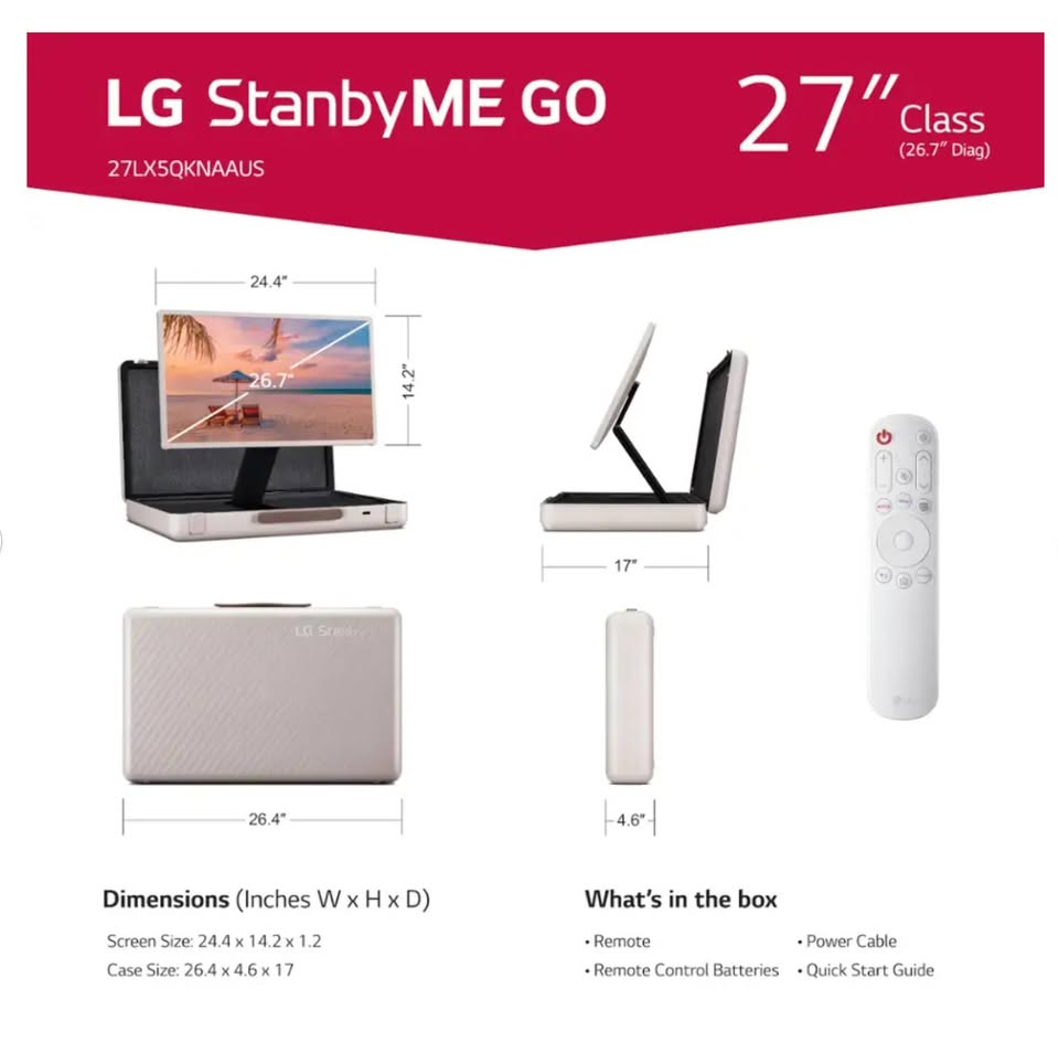 New LG standbyme Go portable TV (27LX5QKNA) - photo 2