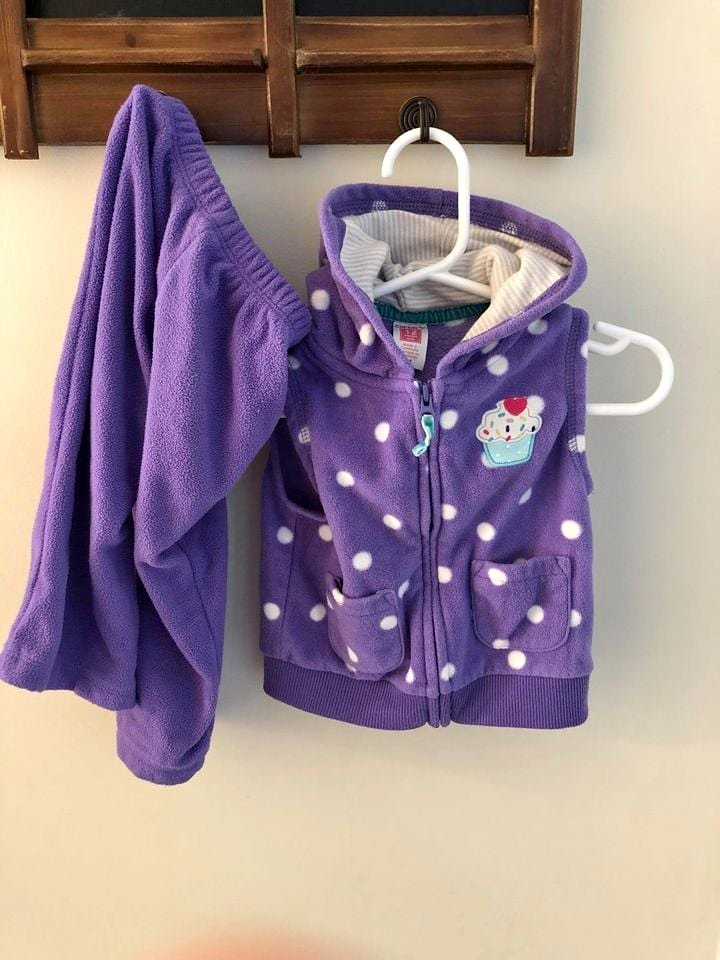 Girls Cupcake Hooded Vest & Sweat Pants (Carter's) - Size 12 Mon