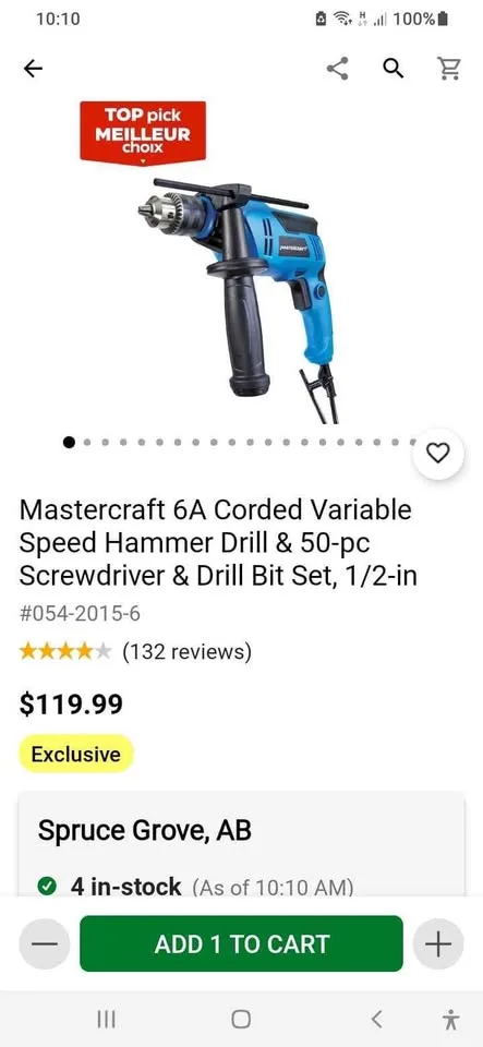 Mastercraft Variable Speed Hammer Drill image indicator(2)