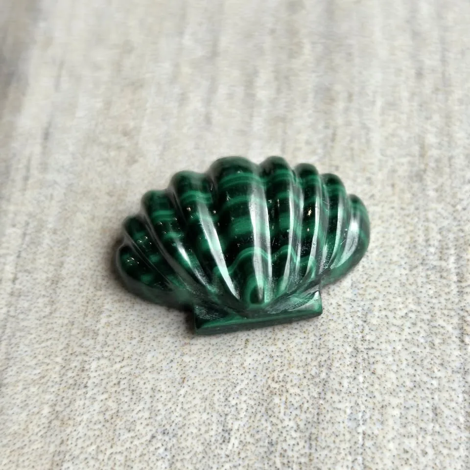 Malachite. Carved shell.