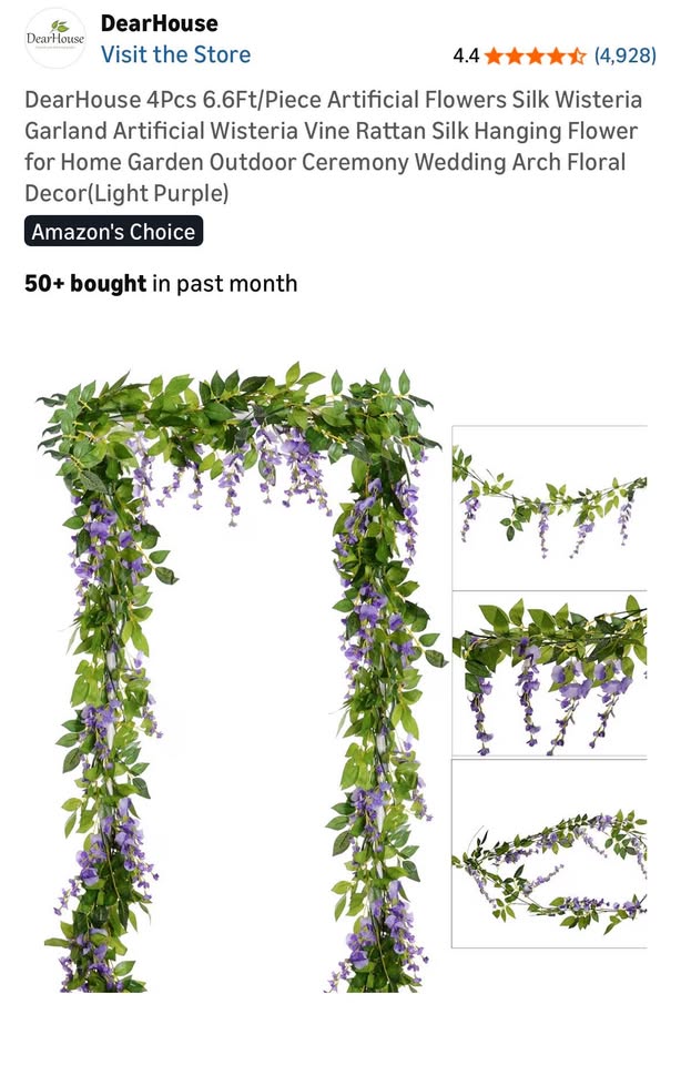 Wisteria Hanging Garland – Artificial Floral Decoration - photo 2