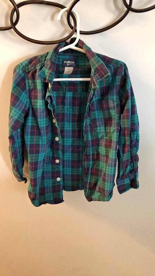 Boys Long Sleeve Plaid Shirt (OshKosh) - Size 5T