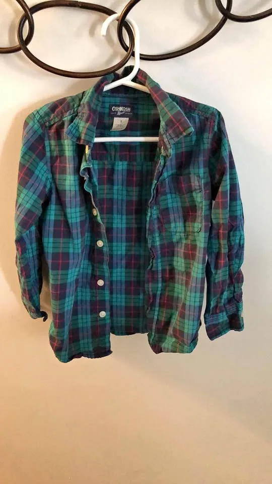 Boys Long Sleeve Plaid Shirt (OshKosh) - Size 5T thumbnail