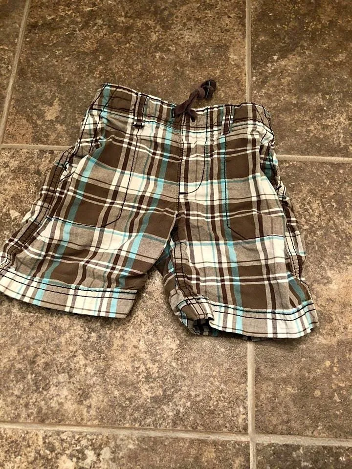 Boys Brown Plaid Shorts (Carter's) - Size 2T thumbnail