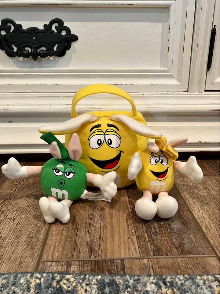 Yellow M&M Easter Basket and Plushes - 6” and 3”